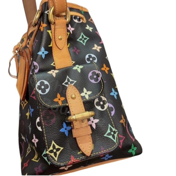 Rare Louis Vuitton LV Black Petit Noe Multicolor Monogram Bag X Takashi Murakami - Picture 8 of 16